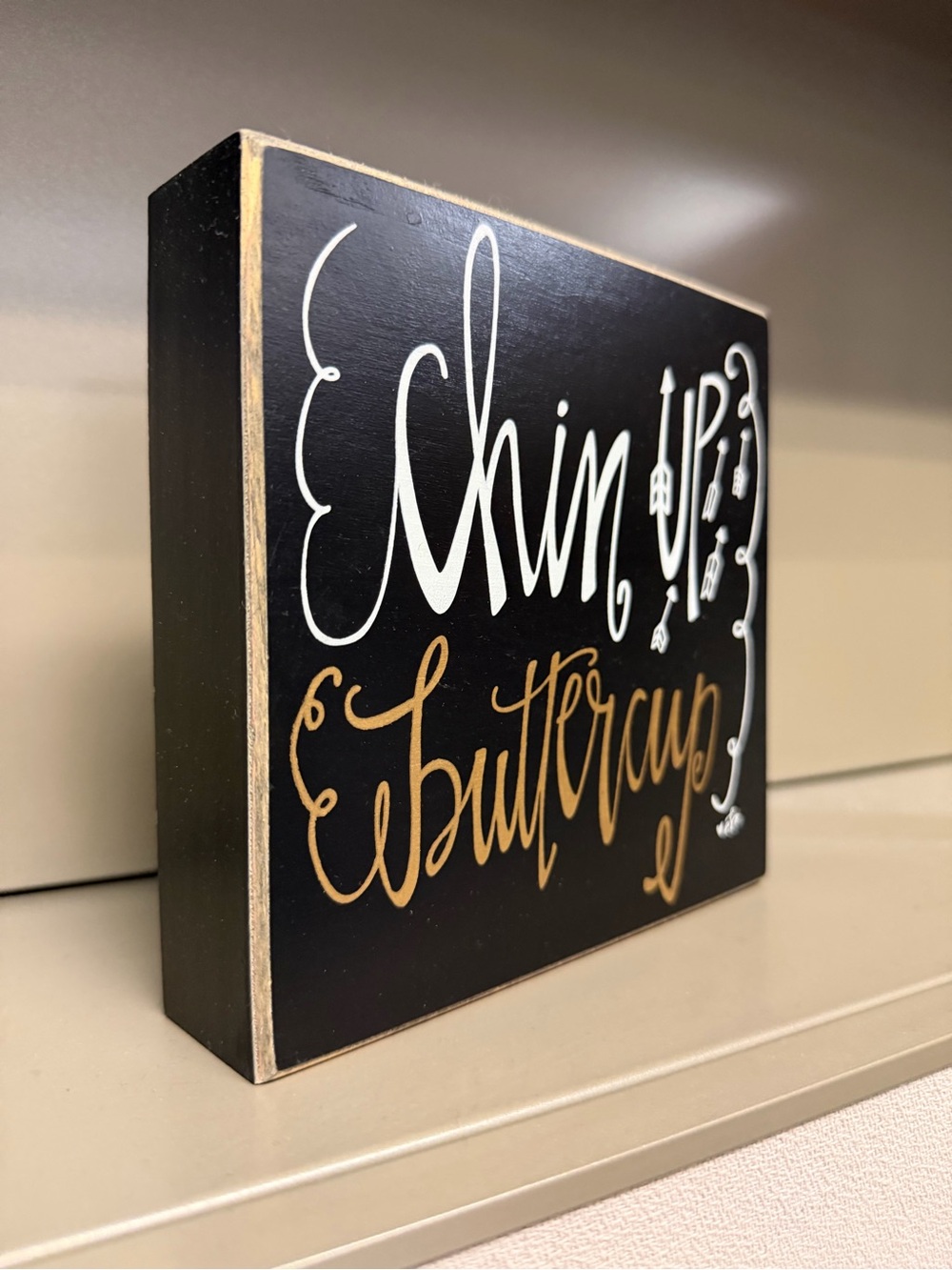 Hobby Lobby Black and Gold Decorative Script Wood Sign